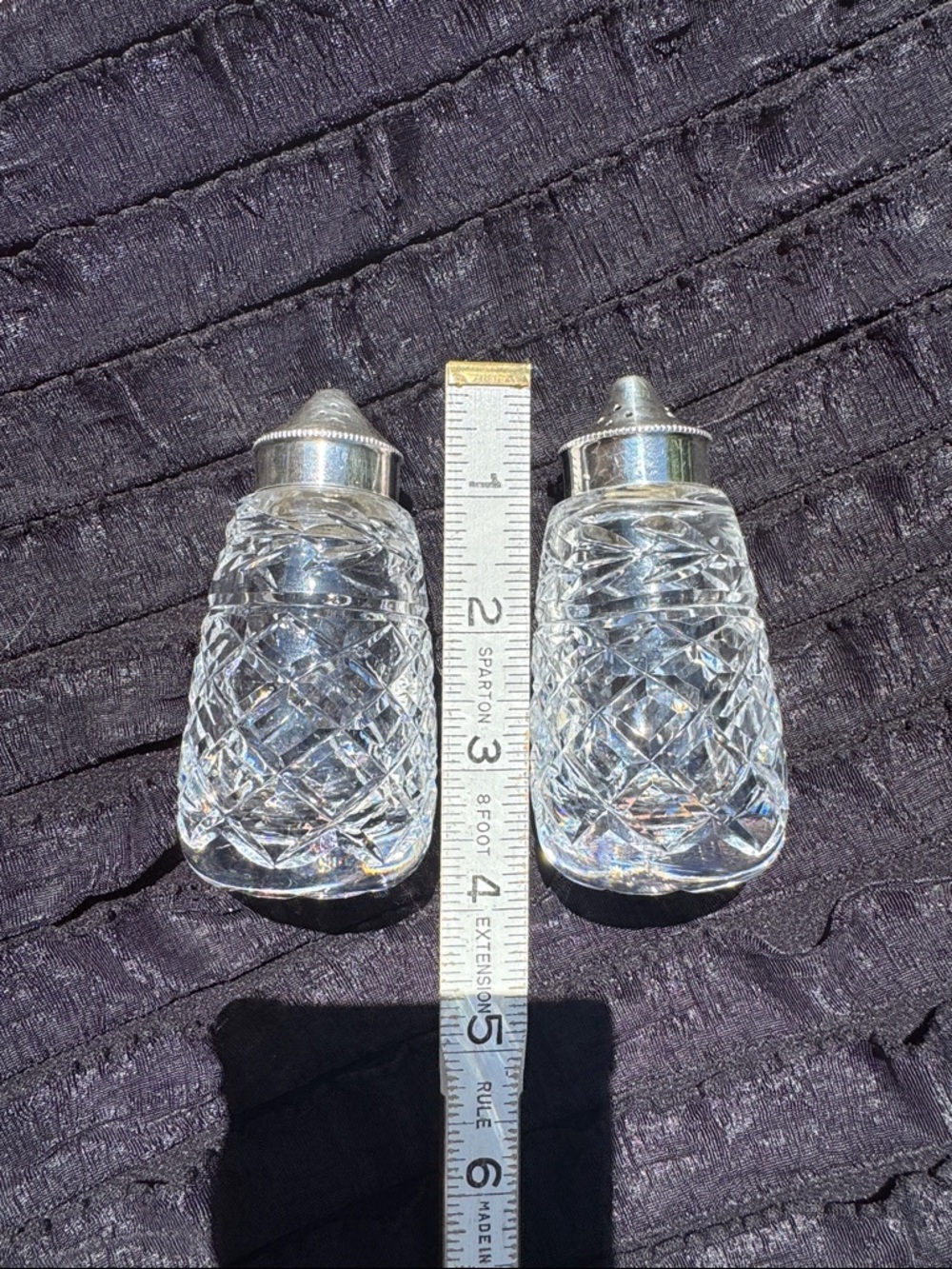 Vintage Waterford Crystal Salt Pepper Shakers Silverplate Ireland - Picture 10 of 10